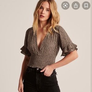 Abercrombie Flutter Sleeve Smocked Waist Top